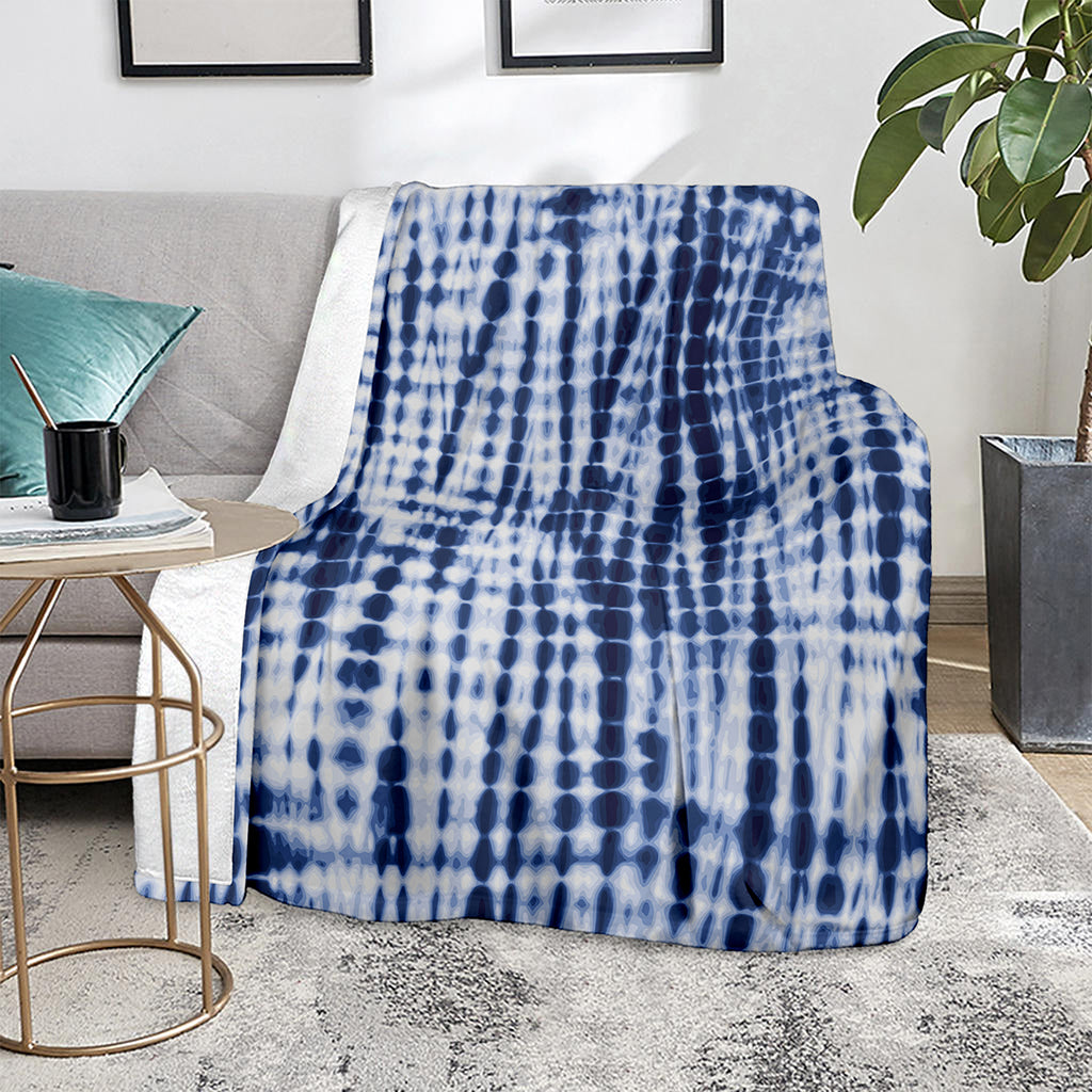 Blue Tie Dye Shibori Print Blanket