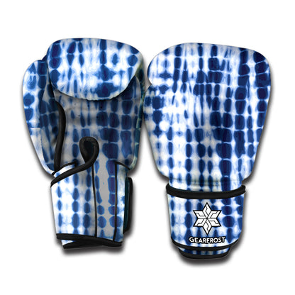 Blue Tie Dye Shibori Print Boxing Gloves