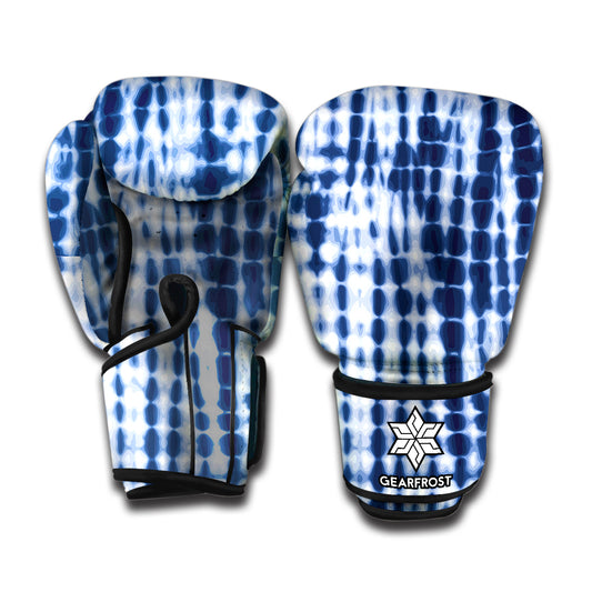 Blue Tie Dye Shibori Print Boxing Gloves