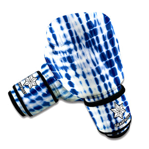 Blue Tie Dye Shibori Print Boxing Gloves