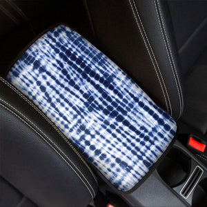 Blue Tie Dye Shibori Print Car Center Console Cover