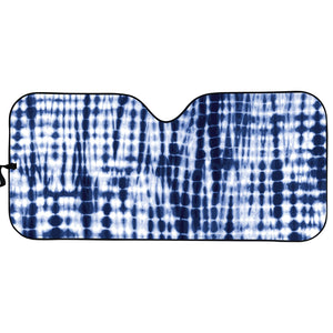 Blue Tie Dye Shibori Print Car Sun Shade