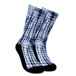 Blue Tie Dye Shibori Print Crew Socks