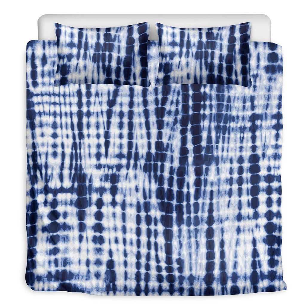 Blue Tie Dye Shibori Print Duvet Cover Bedding Set