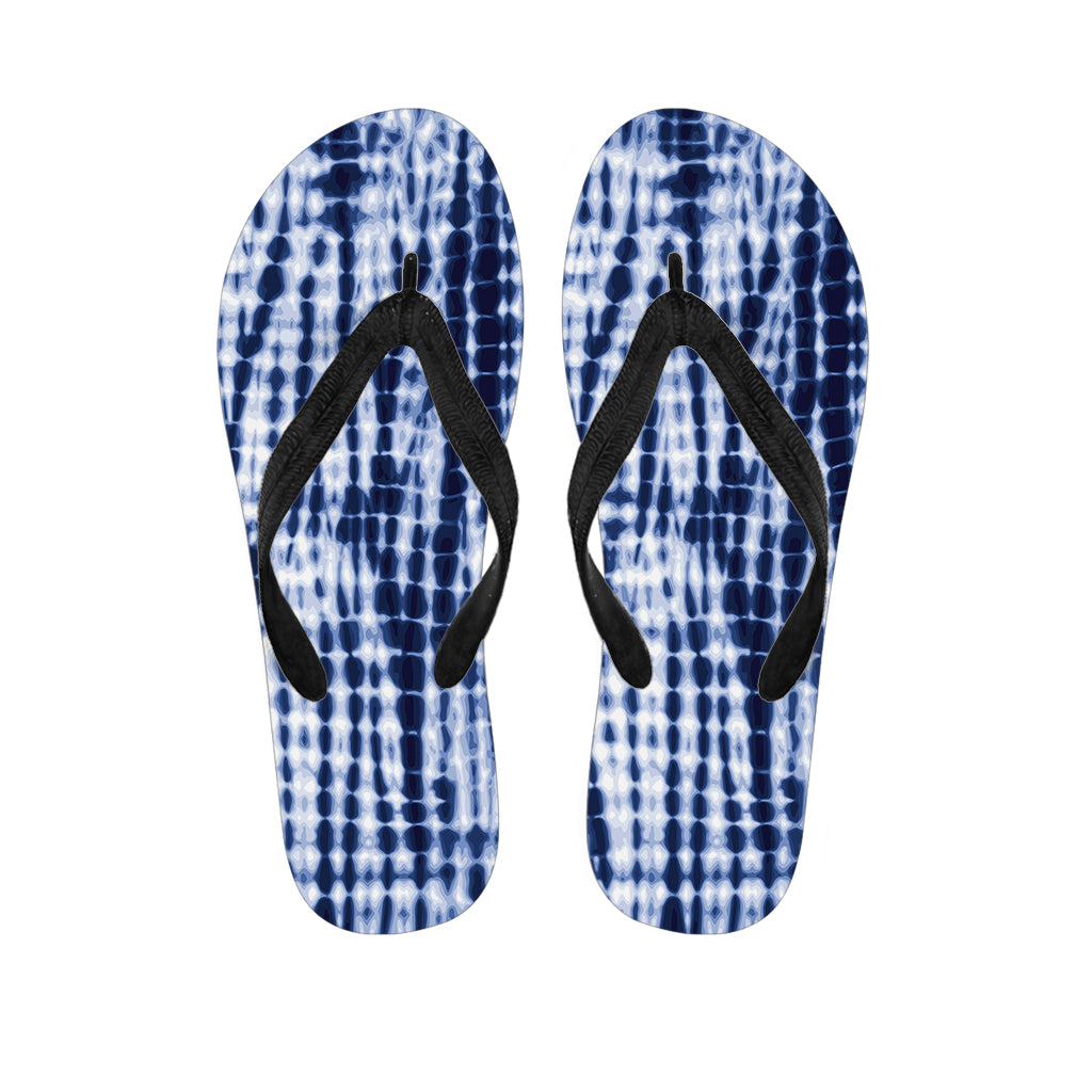 Blue Tie Dye Shibori Print Flip Flops