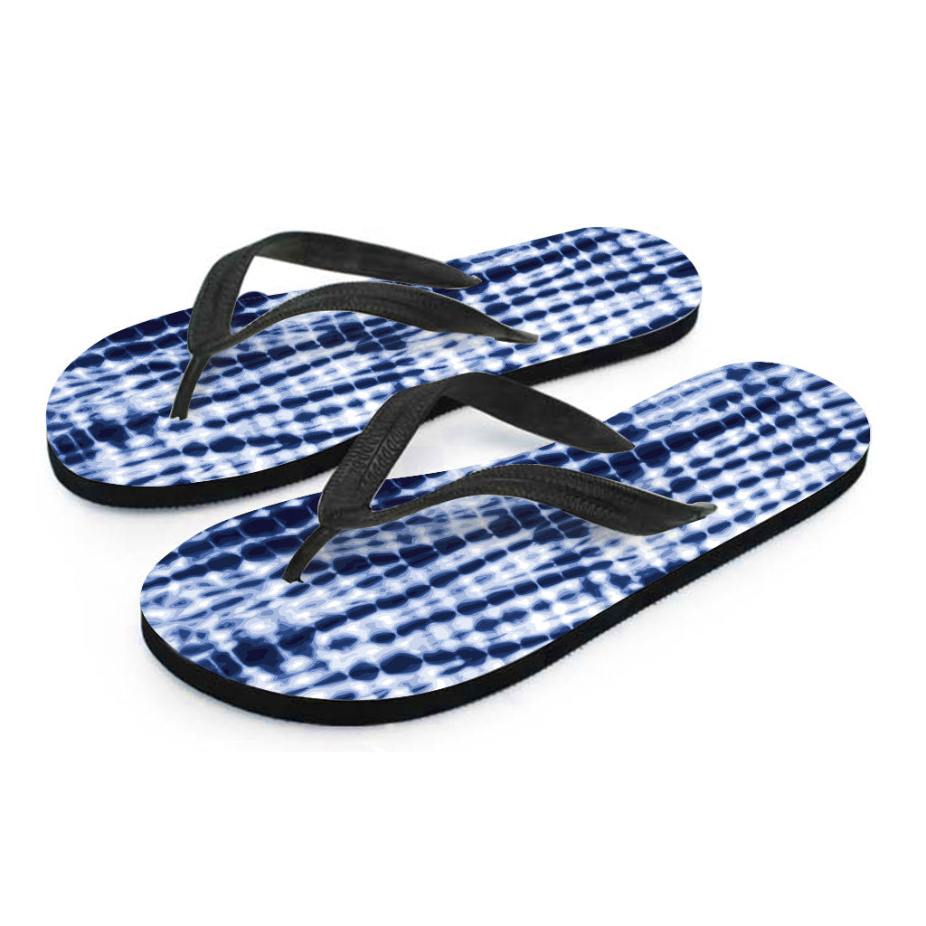 Blue Tie Dye Shibori Print Flip Flops