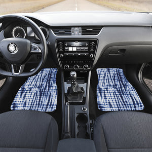 Blue Tie Dye Shibori Print Front and Back Car Floor Mats