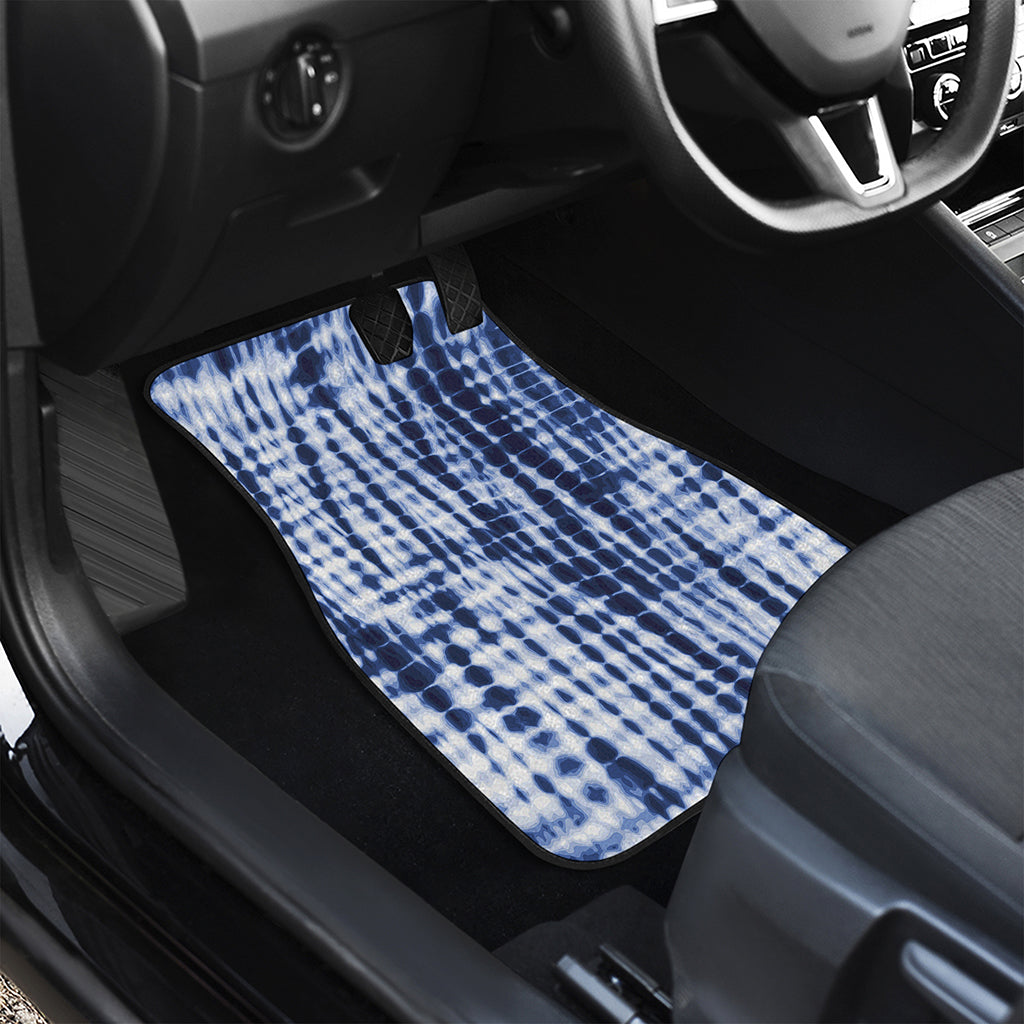 Blue Tie Dye Shibori Print Front and Back Car Floor Mats