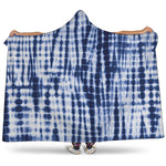 Blue Tie Dye Shibori Print Hooded Blanket