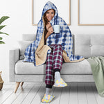 Blue Tie Dye Shibori Print Hooded Blanket