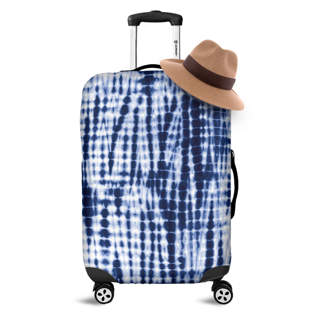 Blue Tie Dye Shibori Print Luggage Cover