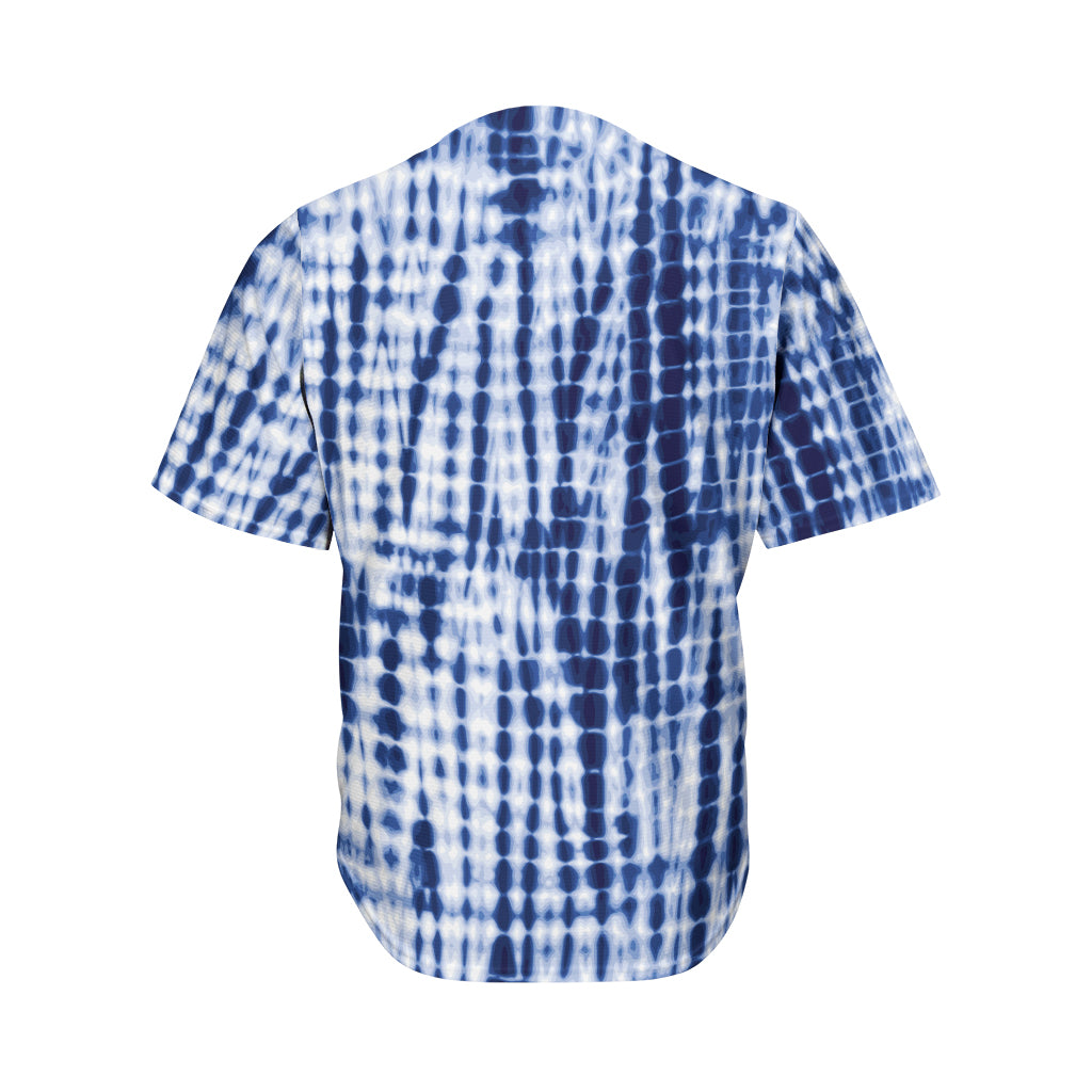 Blue Tie Dye Shibori Print Men's Baseball Jersey