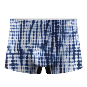 Blue Tie Dye Shibori Print Men's Boxer Briefs