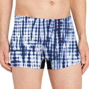 Blue Tie Dye Shibori Print Men's Boxer Briefs