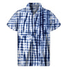 Blue Tie Dye Shibori Print Men's Short Sleeve Shirt