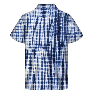 Blue Tie Dye Shibori Print Men's Short Sleeve Shirt