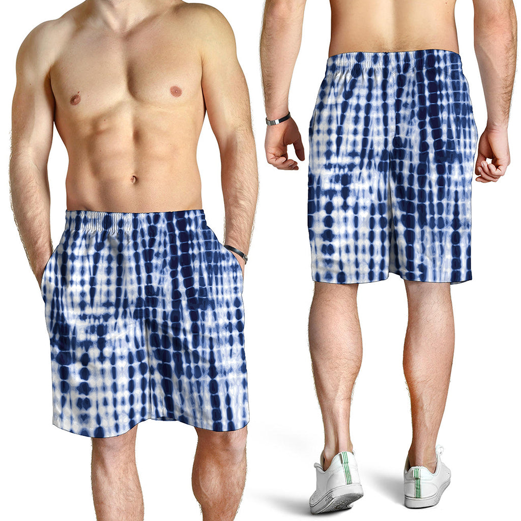 Blue Tie Dye Shibori Print Men's Shorts