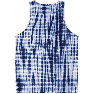 Blue Tie Dye Shibori Print Men's Tank Top