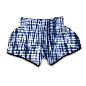 Blue Tie Dye Shibori Print Muay Thai Boxing Shorts