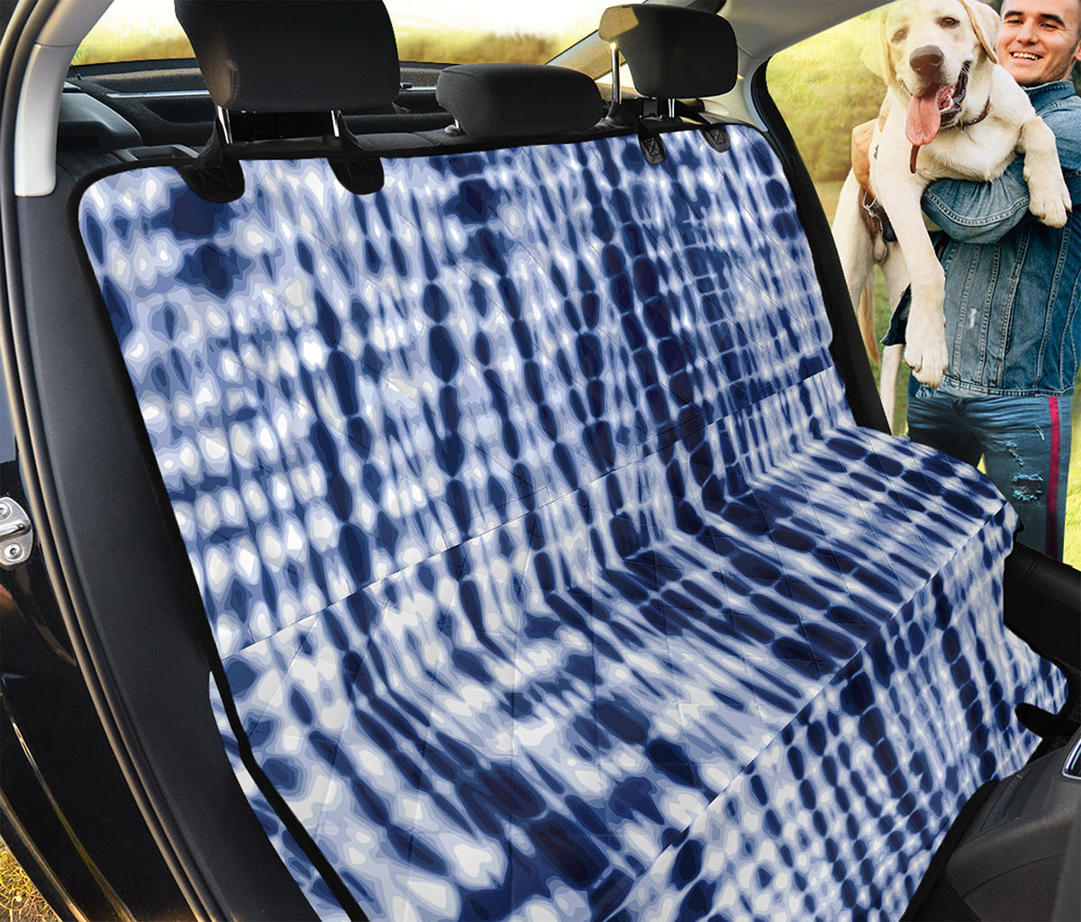 Blue Tie Dye Shibori Print Pet Car Back Seat Cover