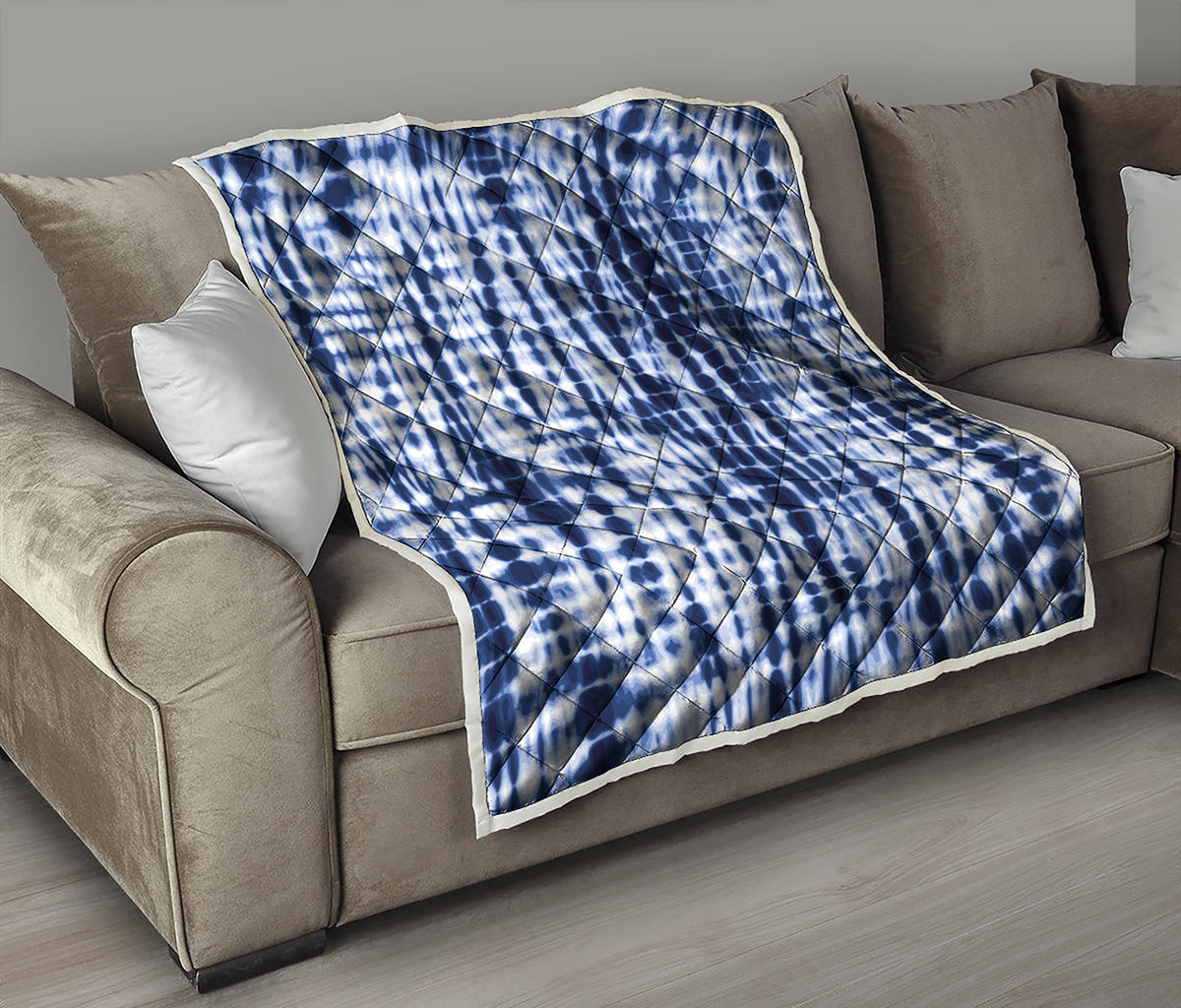 Blue Tie Dye Shibori Print Quilt