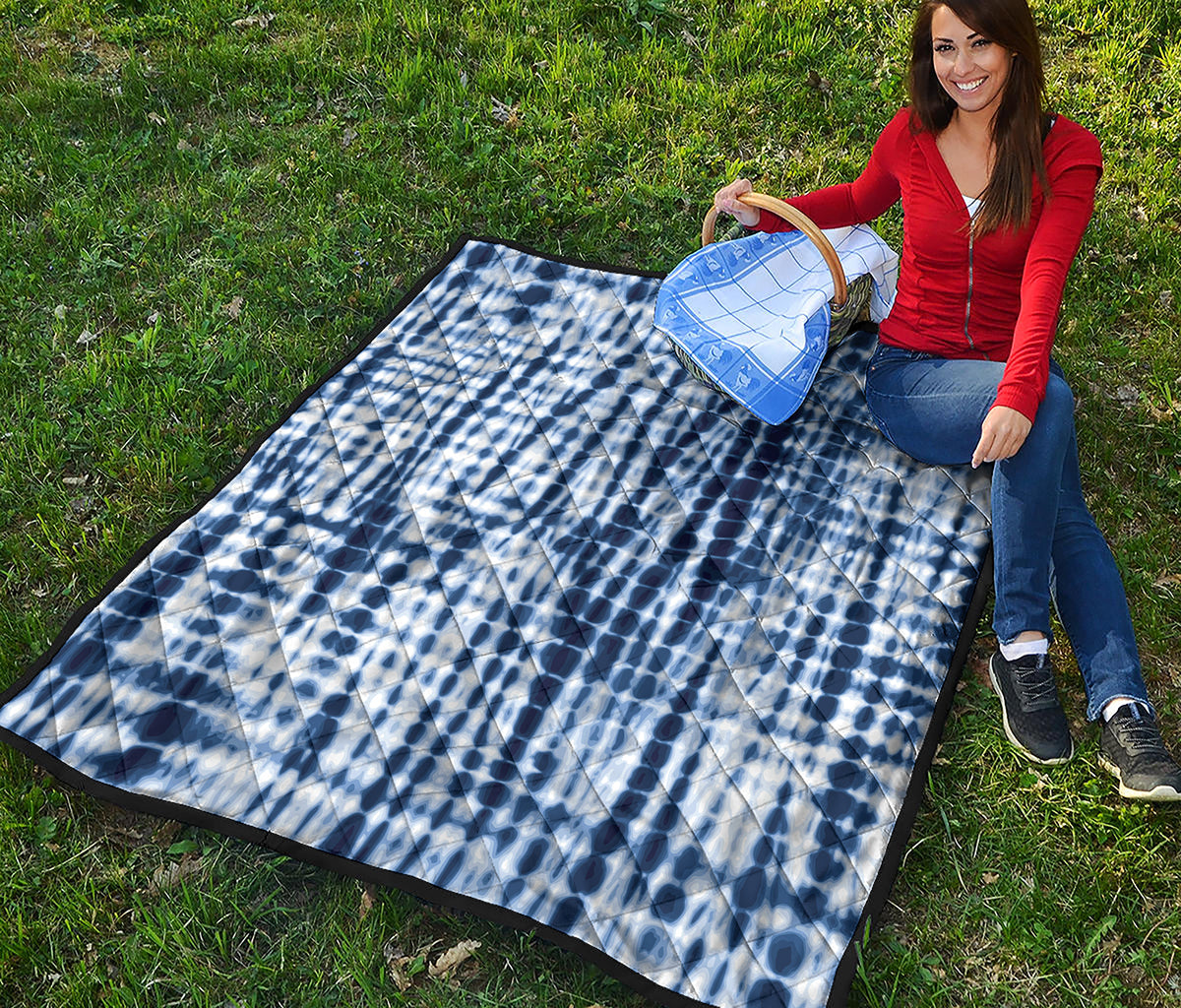 Blue Tie Dye Shibori Print Quilt