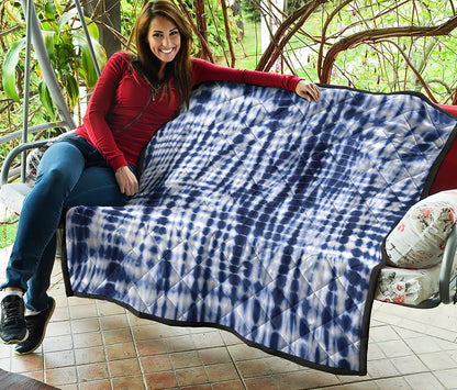 Blue Tie Dye Shibori Print Quilt