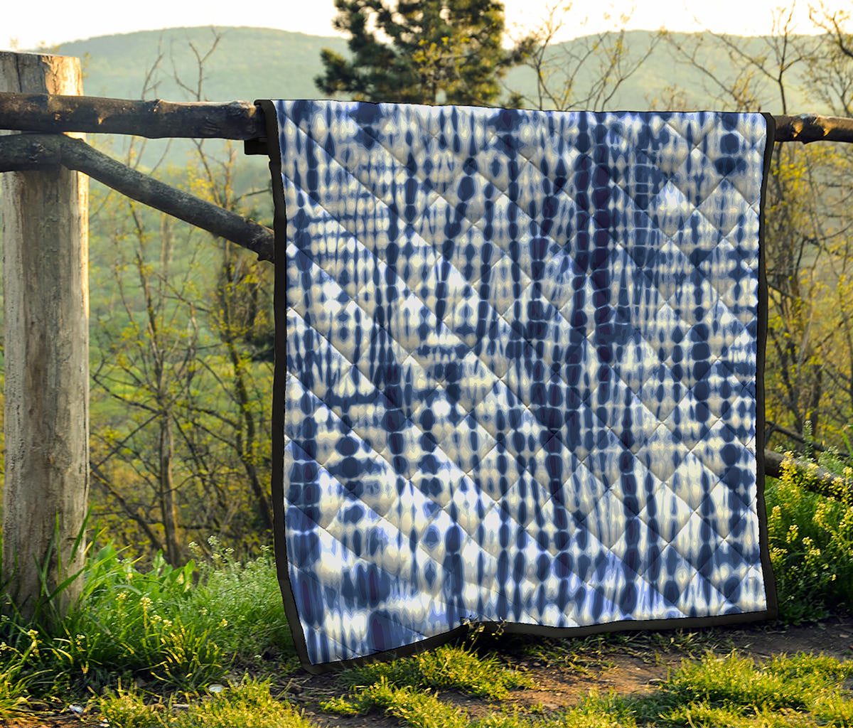 Blue Tie Dye Shibori Print Quilt