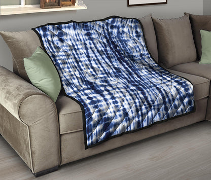 Blue Tie Dye Shibori Print Quilt