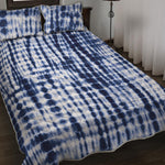 Blue Tie Dye Shibori Print Quilt Bed Set