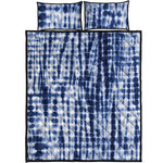 Blue Tie Dye Shibori Print Quilt Bed Set