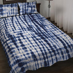 Blue Tie Dye Shibori Print Quilt Bed Set