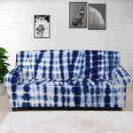 Blue Tie Dye Shibori Print Sofa Cover