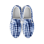 Blue Tie Dye Shibori Print White Slip On Shoes