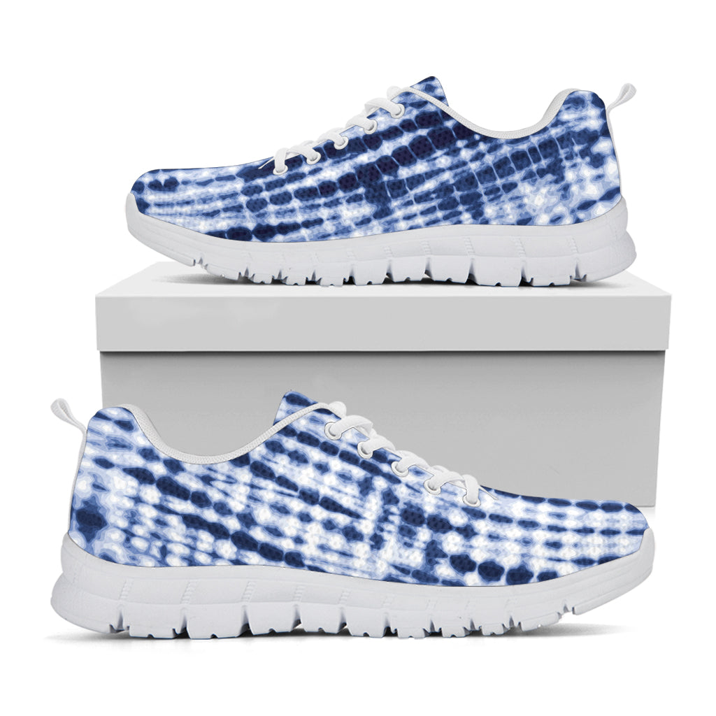 Blue Tie Dye Shibori Print White Sneakers