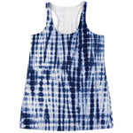 Blue Tie Dye Shibori Print Women's Racerback Tank Top