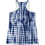 Blue Tie Dye Shibori Print Women's Racerback Tank Top