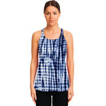 Blue Tie Dye Shibori Print Women's Racerback Tank Top