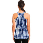 Blue Tie Dye Shibori Print Women's Racerback Tank Top