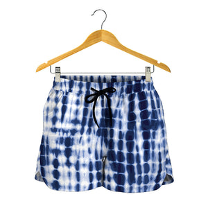 Blue Tie Dye Shibori Print Women's Shorts