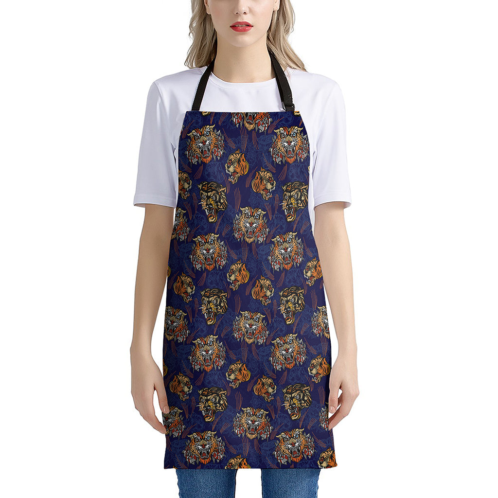 Blue Tiger Tattoo Pattern Print Apron