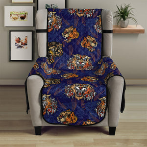 Blue Tiger Tattoo Pattern Print Armchair Protector