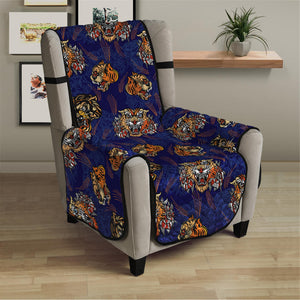 Blue Tiger Tattoo Pattern Print Armchair Protector