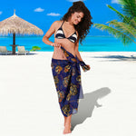 Blue Tiger Tattoo Pattern Print Beach Sarong Wrap