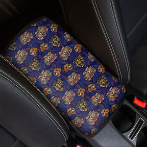 Blue Tiger Tattoo Pattern Print Car Center Console Cover
