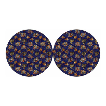 Blue Tiger Tattoo Pattern Print Car Coasters