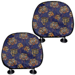 Blue Tiger Tattoo Pattern Print Car Headrest Covers