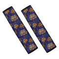 Blue Tiger Tattoo Pattern Print Car Seat Belt Covers