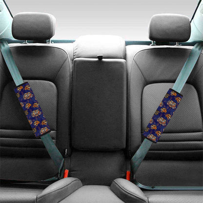 Blue Tiger Tattoo Pattern Print Car Seat Belt Covers