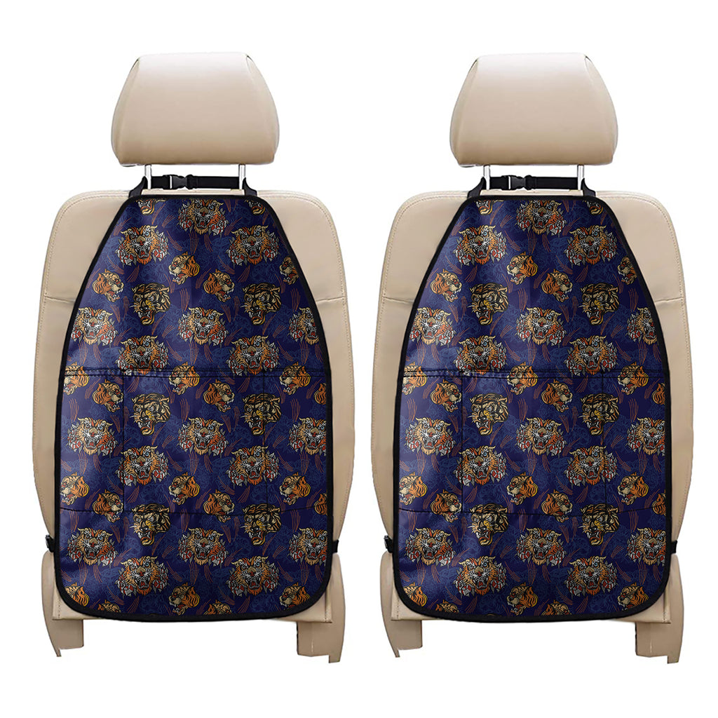 Blue Tiger Tattoo Pattern Print Car Seat Organizers